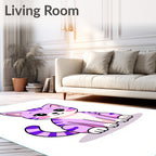 Cute Purple Striped Cat Illustration Rug