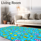 Whimsical Alphabet Circles Yellow Stars Rug