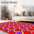 Vibrant Geometric Diamond Red Yellow Rug