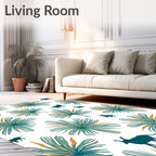 Teal Palm Frond Silhouette Animal Rug