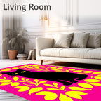 Black Cat Bright Floral Border Rug