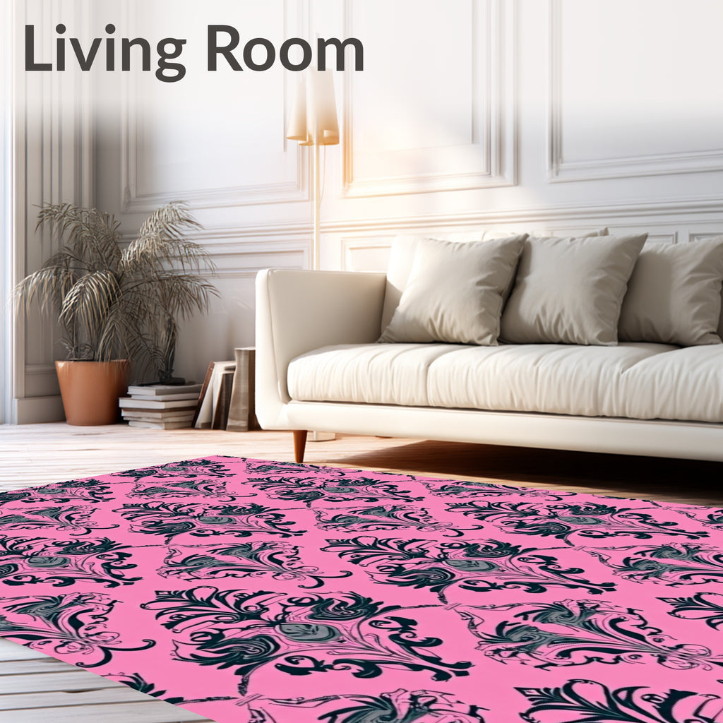 Hot Pink Baroque Floral Medallion Rug
