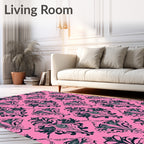 Hot Pink Baroque Floral Medallion Rug
