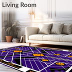 Art Deco Basketball Purple Orange Geometric Rug