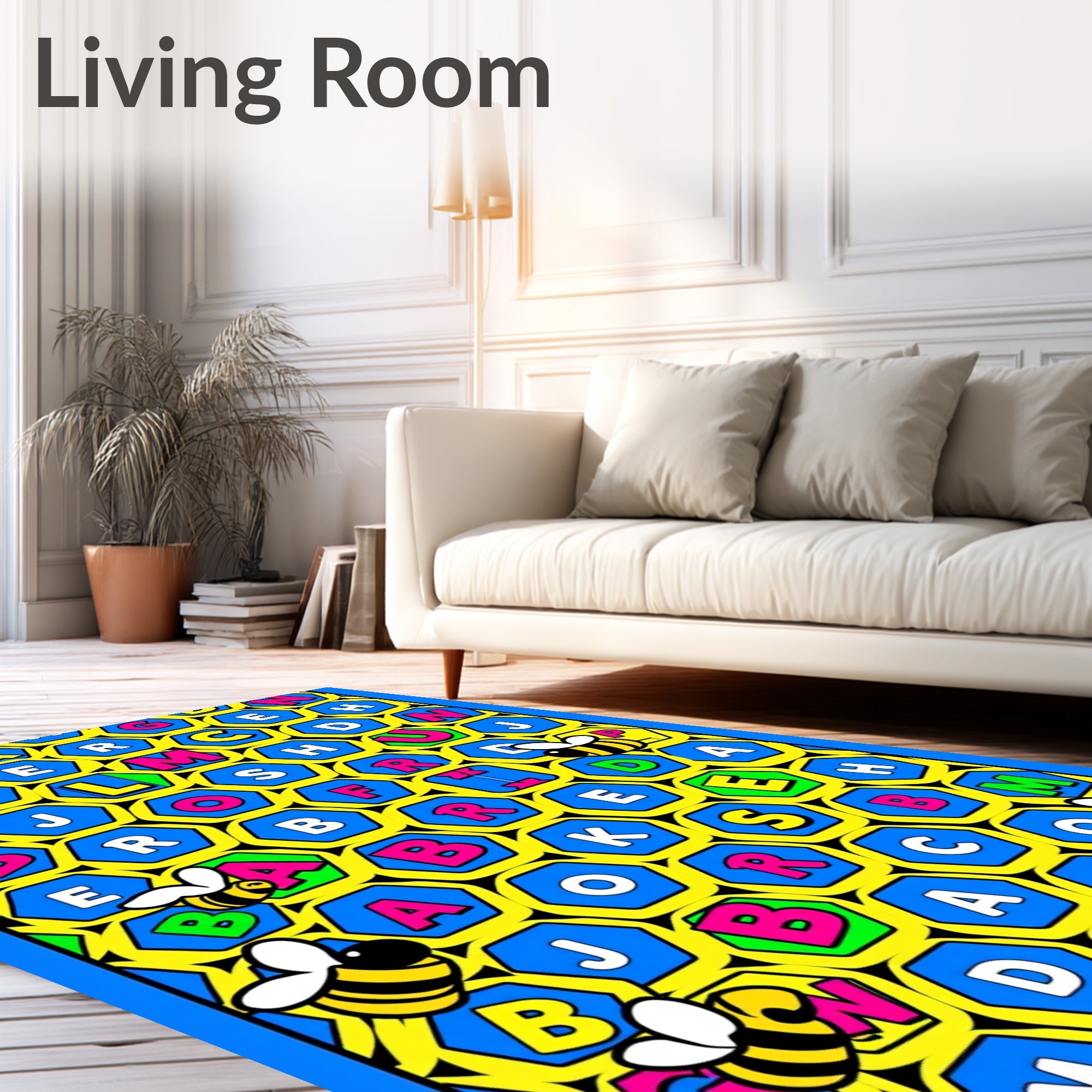 Busy Bee Alphabet Hexagon Rug