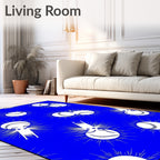 Whimsical Baseball Creatures Exploding Blue Rug