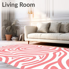 Coral Pink Swirl Animal Print Rug