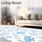 Blue Whales Among Alphabet Blobs Rug