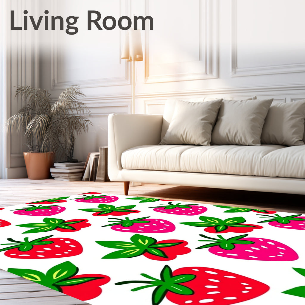 Red Pink Strawberry Garden Rug