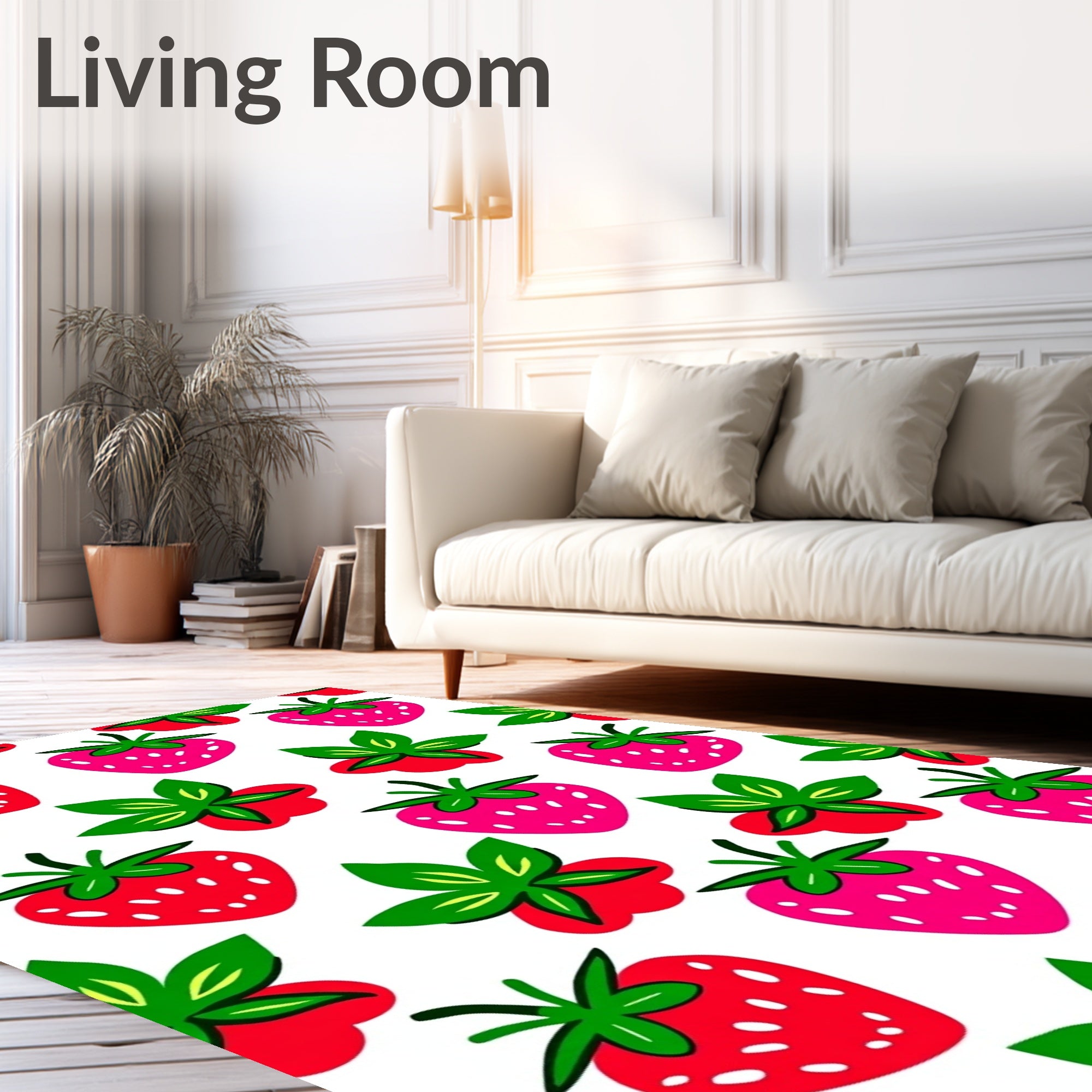 Red Pink Strawberry Garden Rug