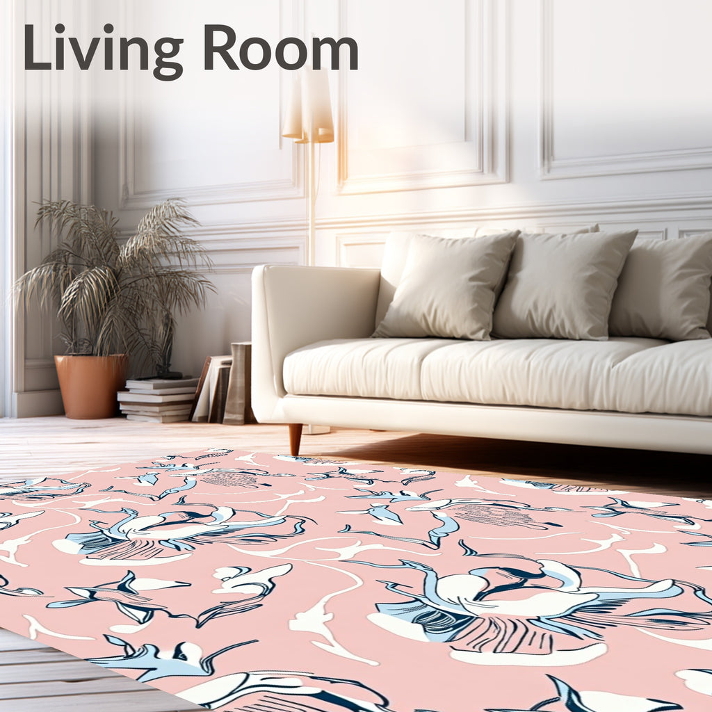 Abstract Pink Floral Medallion Swirls Rug