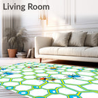 Bright Yellow Geometric Bee Collage Rug