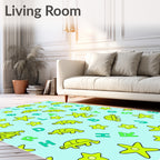 Lime Green Turtle Star Alphabet Collage Rug
