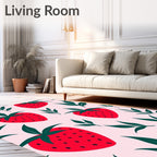 Red Strawberry Garden Foliage Rug