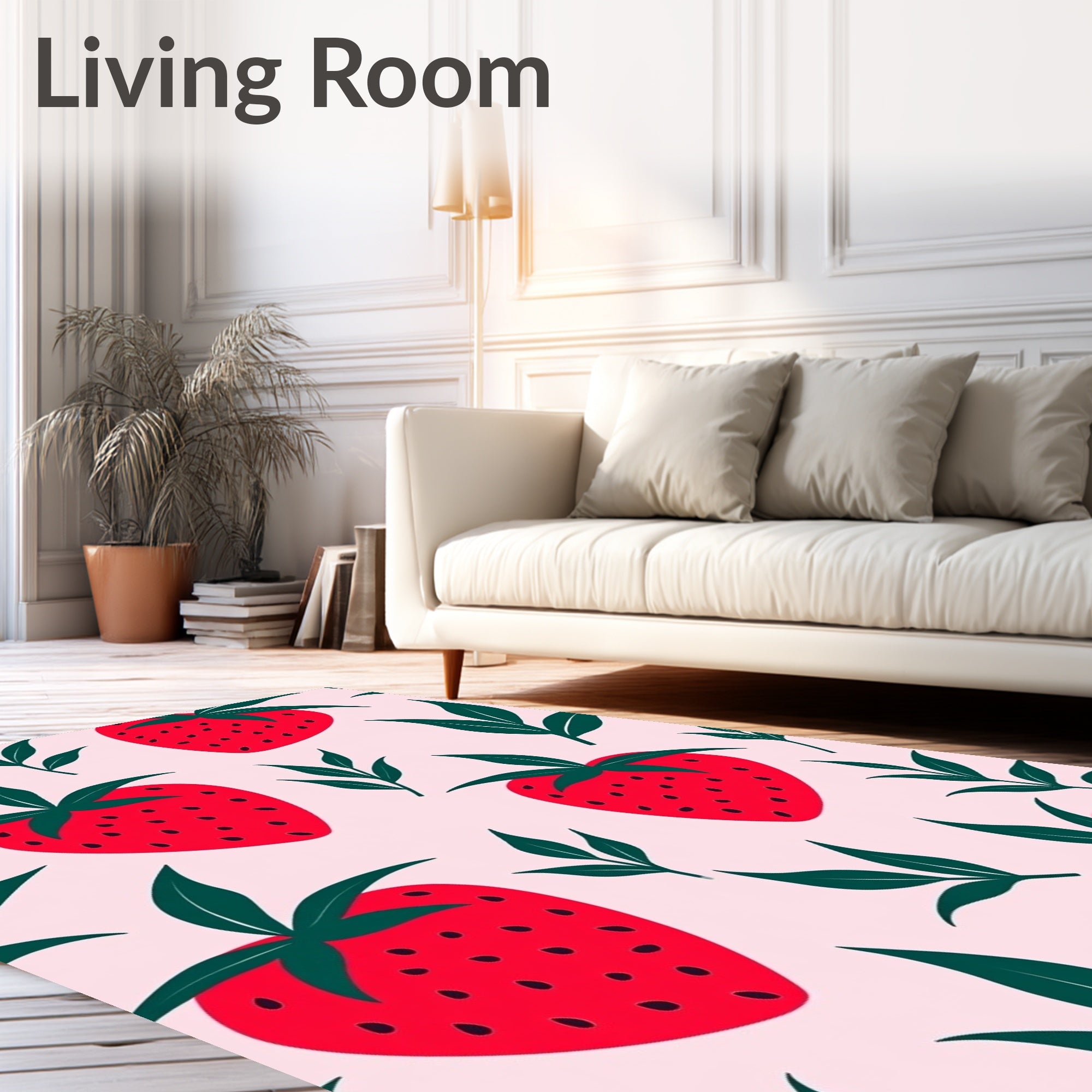 Red Strawberry Garden Foliage Rug