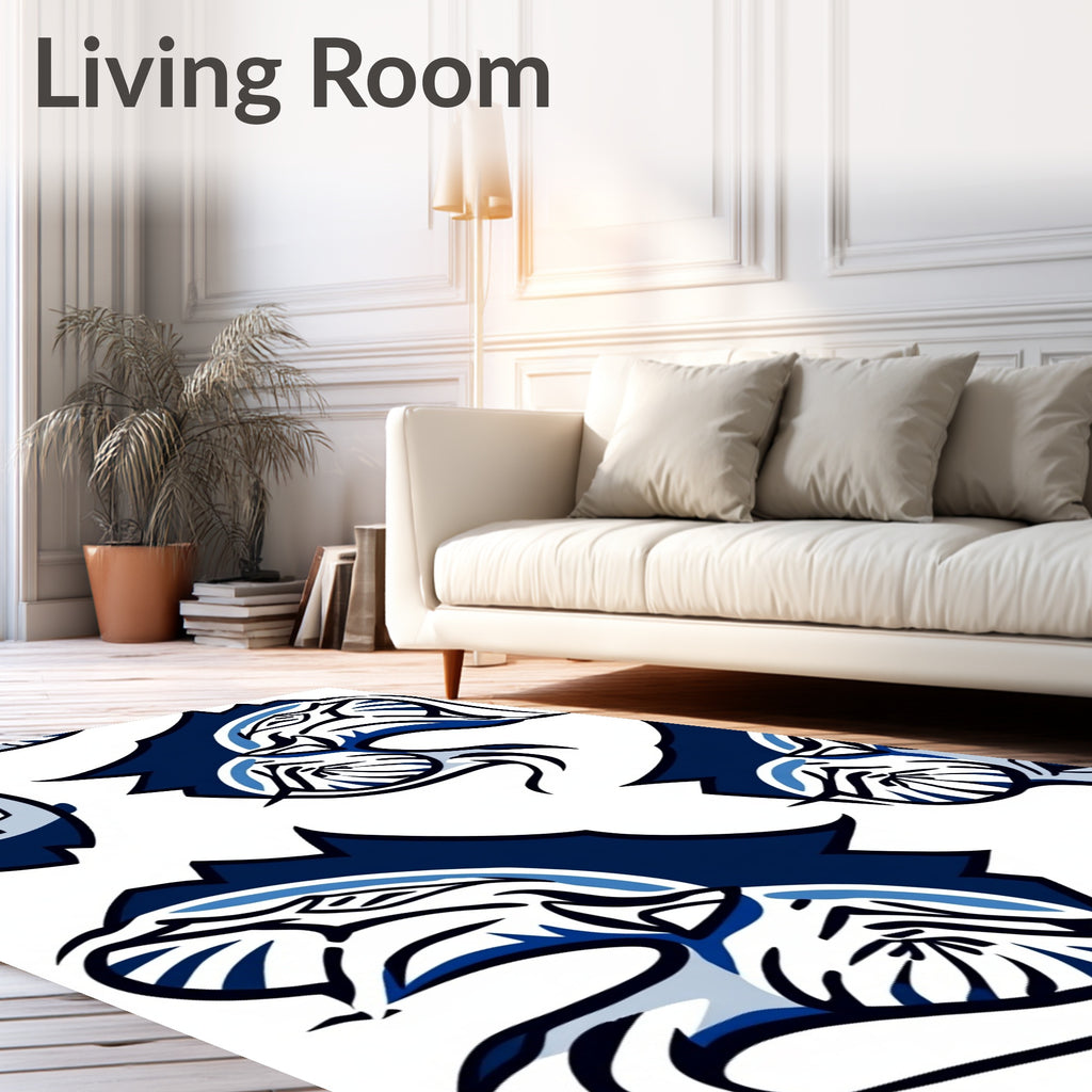 Dark Blue Tusked Beast Outline Rug