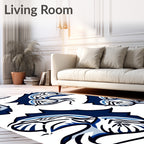 Dark Blue Tusked Beast Outline Rug