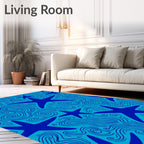 Navy Starfish Aquatic Swirl Rug
