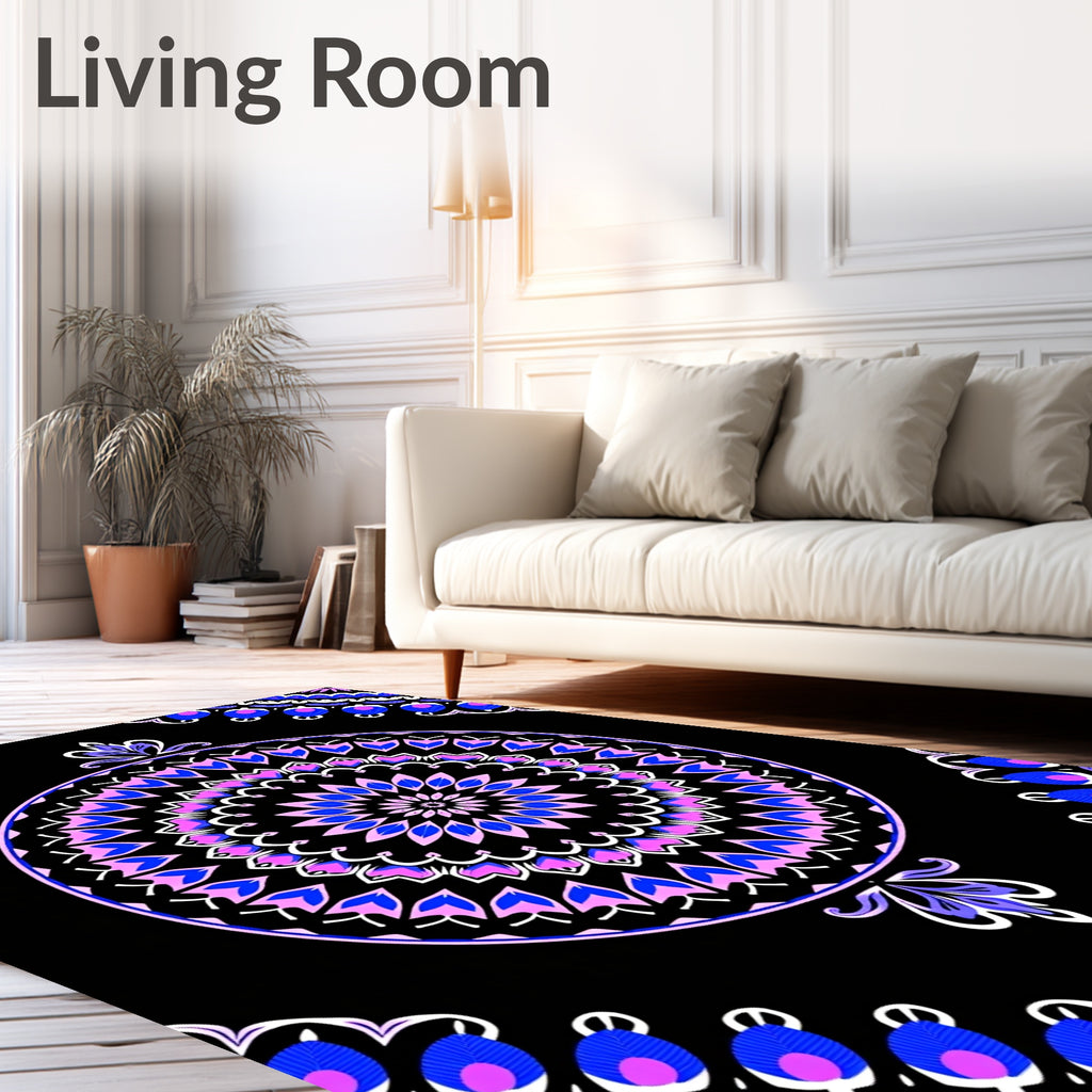 Circular Violet Blue Mandala Rug