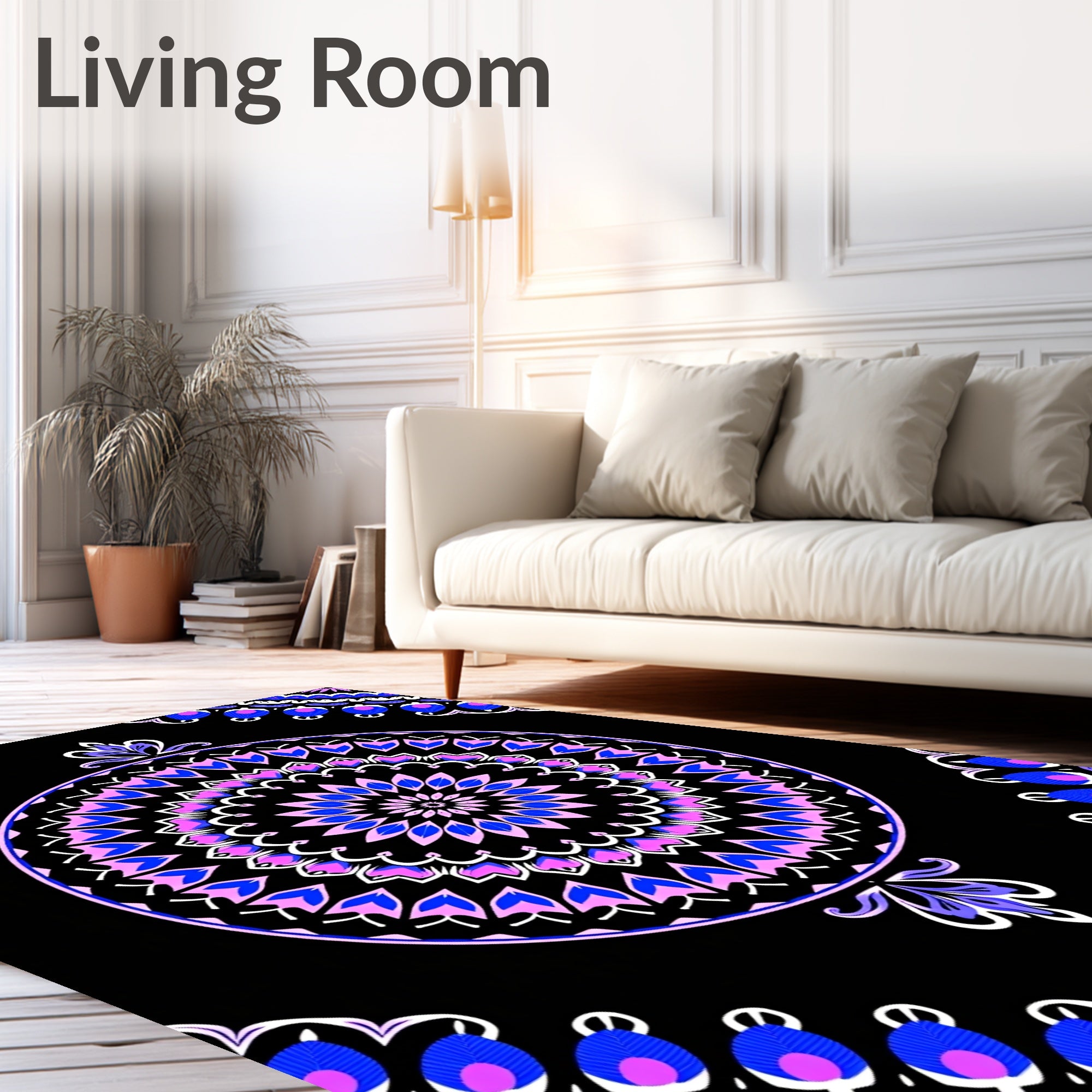 Circular Violet Blue Mandala Rug