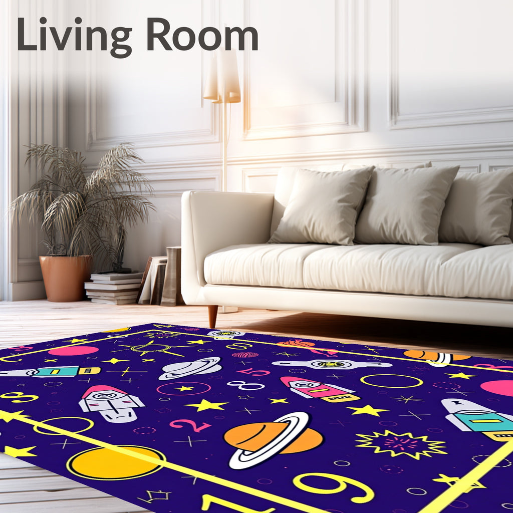 Outer Space Rocket Planet Journey Rug