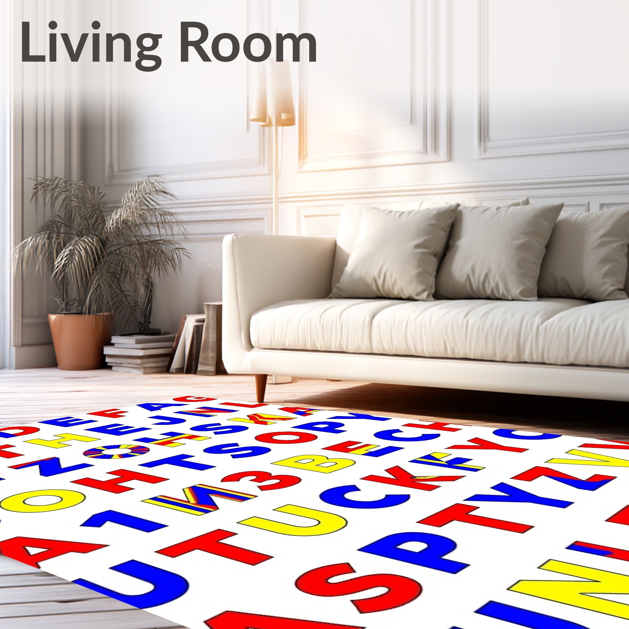 Alphabet Blocks Red Blue Yellow Rug