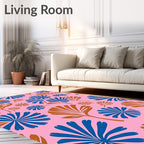 Mid Century Blue Bronze Fan Flora Rug
