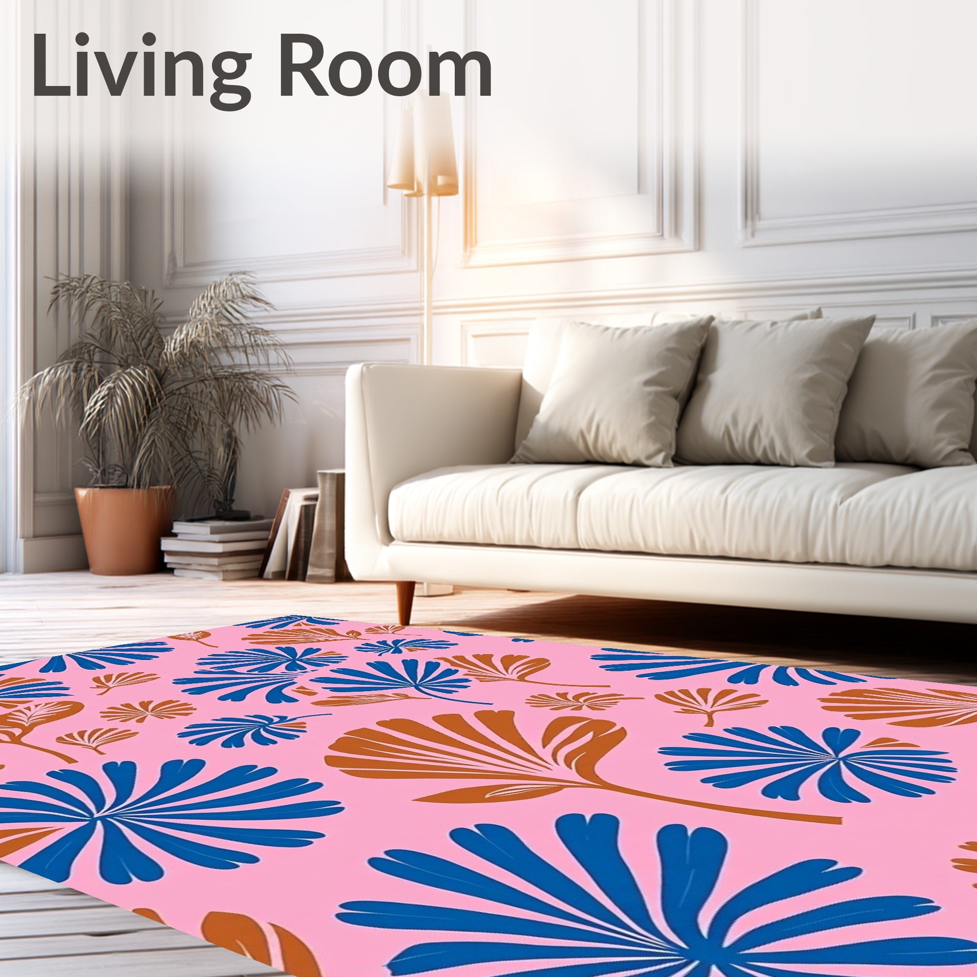 Mid Century Blue Bronze Fan Flora Rug