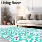 Aquamarine and Magenta Swirl Ribbon Rug