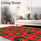 Vibrant Red Folk Art Medallion Rug
