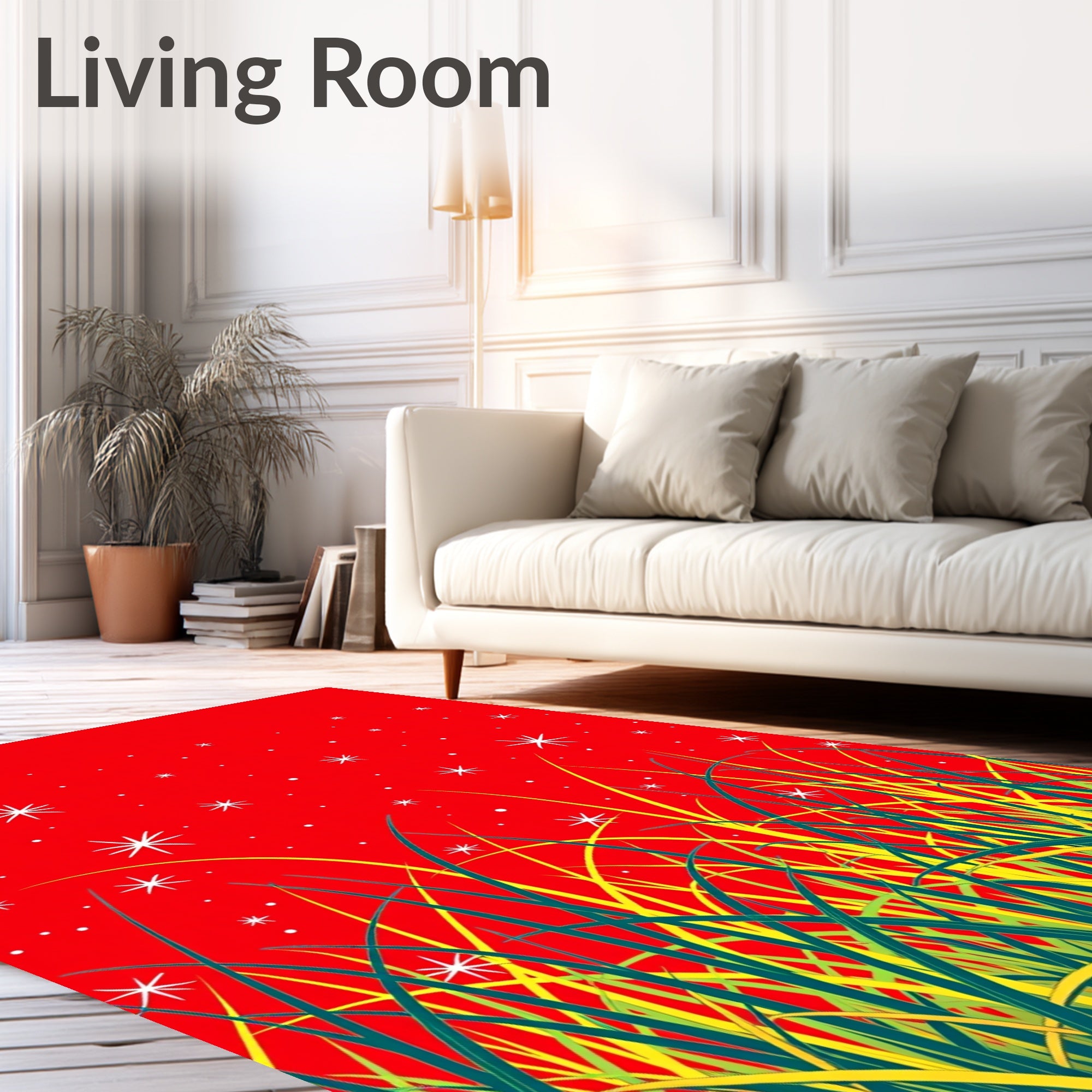 Crimson Field Starry Night Grass Rug