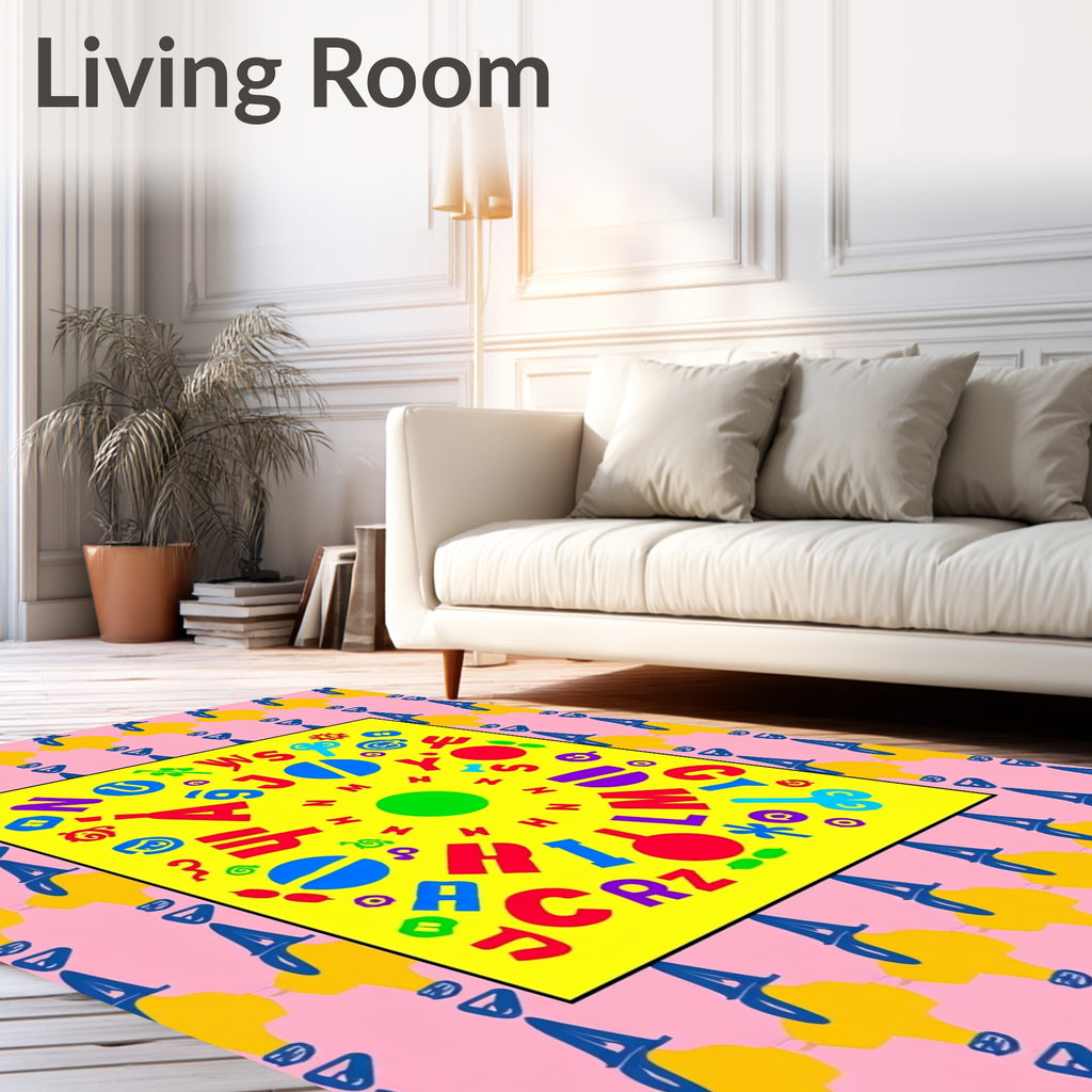 Vibrant Alphabet Circus Border Rug