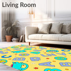 Cute Turquoise Dinosaurs Learning Letters Rug