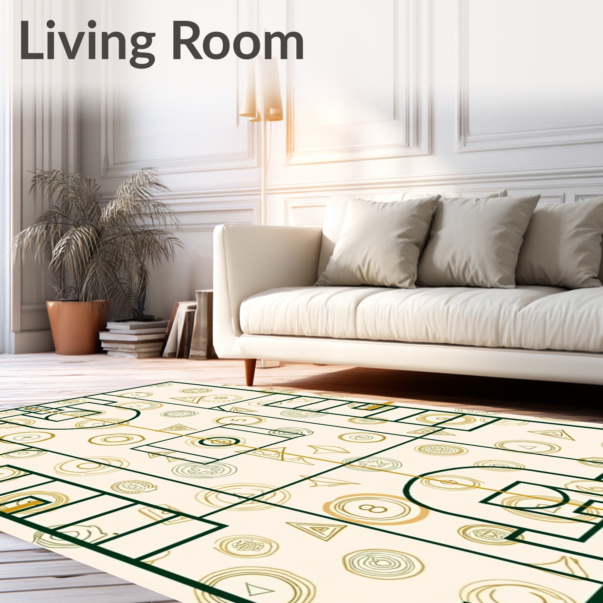 Cream Golden Court Symbols Rug