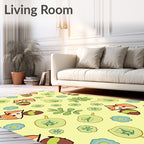 Cute Raccoon Acorn Floral Branches Rug