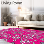 Vibrant Pink Intricate Floral Medallion Rug