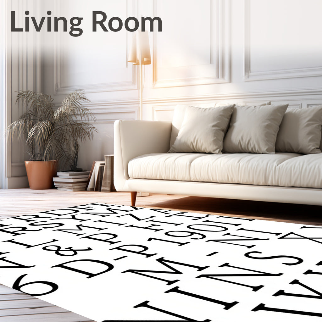 Vintage Black Alphabet Collage Rug