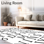 Vintage Black Alphabet Collage Rug