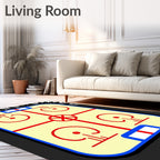 Vibrant Yellow Red Hockey Rink Rug