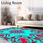 Radiant Red Starburst Turquoise Medallion Rug