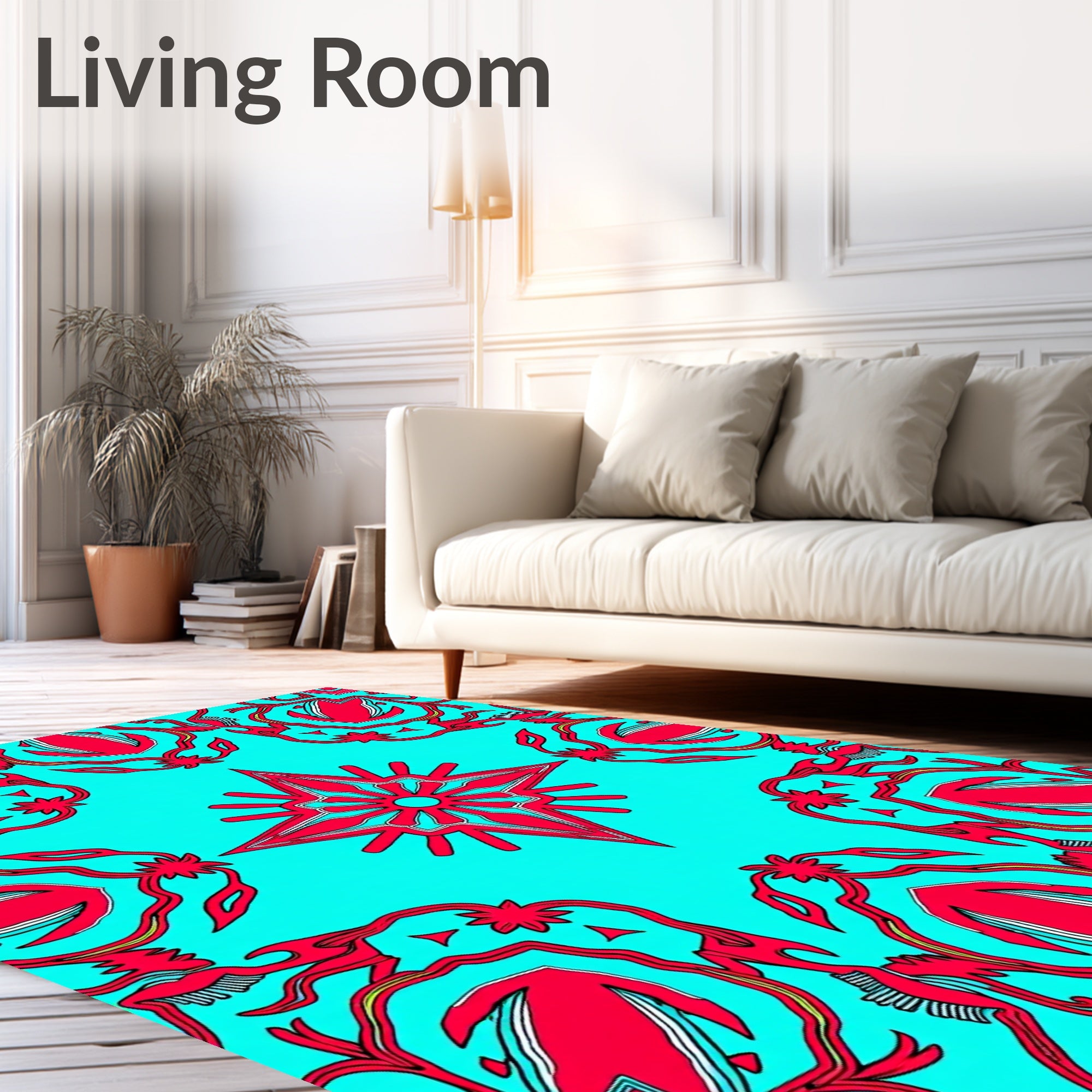 Radiant Red Starburst Turquoise Medallion Rug
