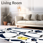 Cute Penguin Family Yellow Chick Accent Rug