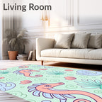 Coral Seahorse Shell Mint Swirls Rug