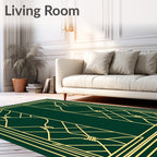 Golden Art Deco Geometric Swirl Rug