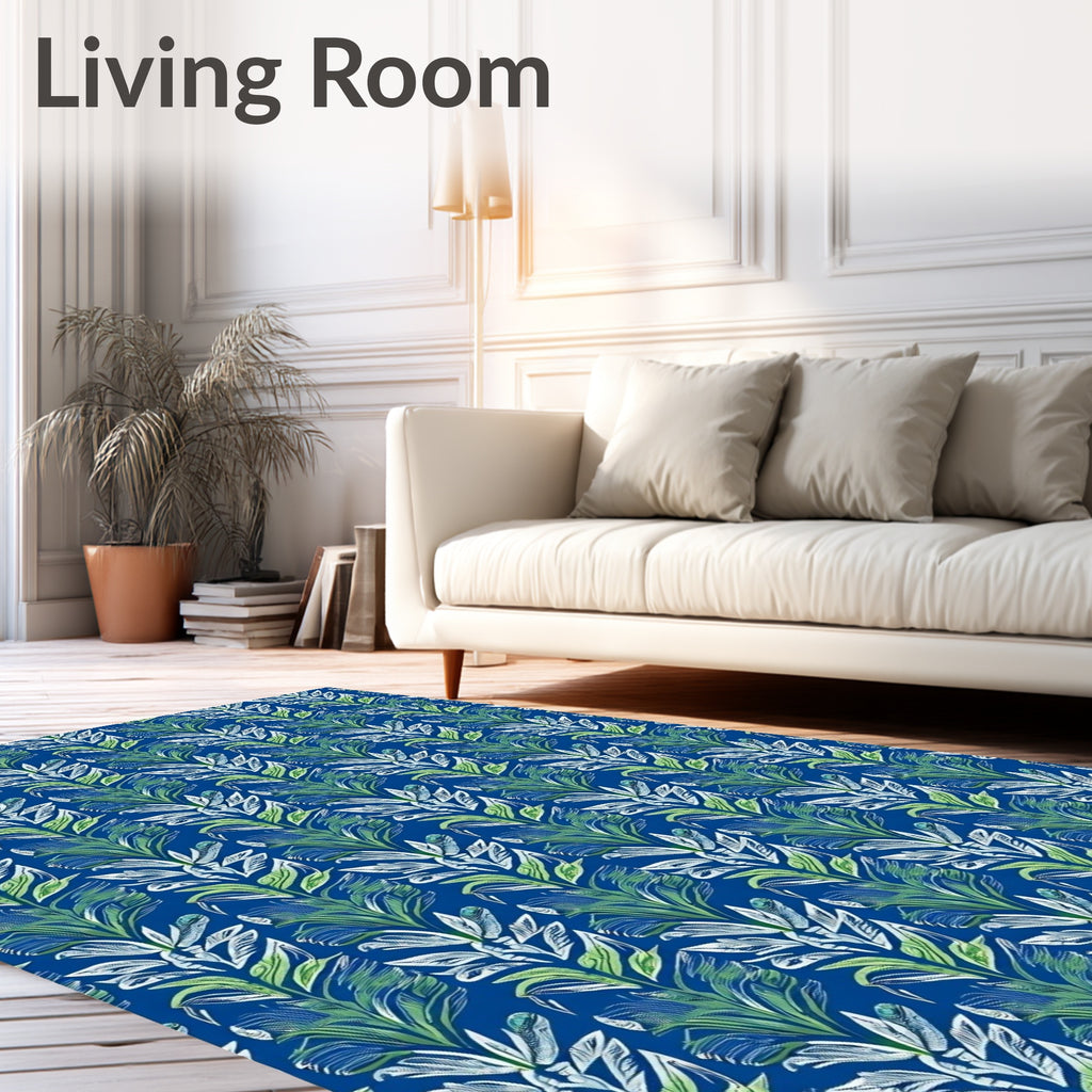 Emerald Green Leafy Column Rug