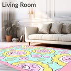 Whimsical Pink Flower Circles Rug