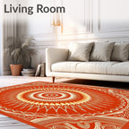 Crimson Sunburst Psychedelic Medallion Rug