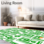 Bold Green Graphic Number Collage Rug