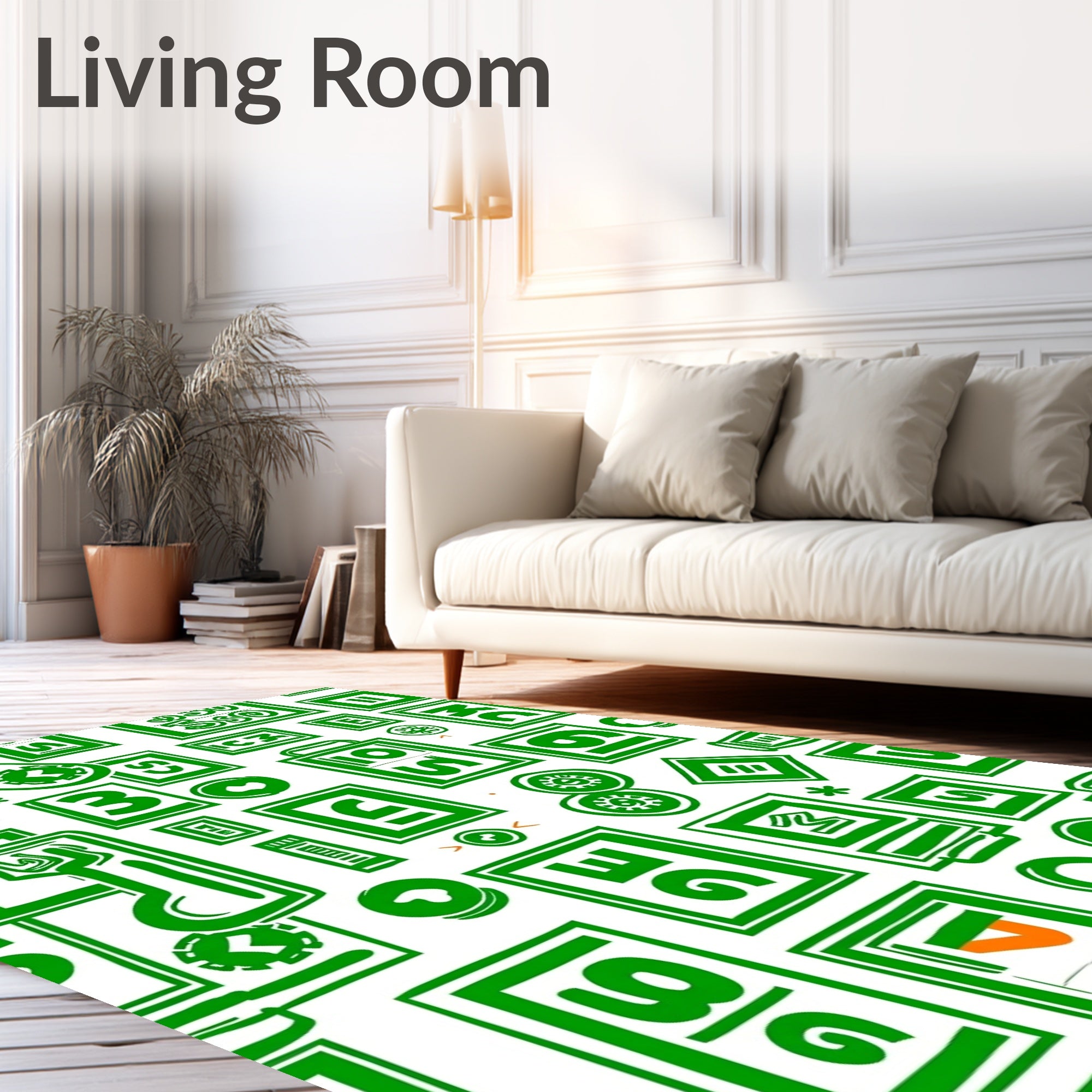 Bold Green Graphic Number Collage Rug