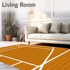 Warm Wood Grain Geometric Court Rug